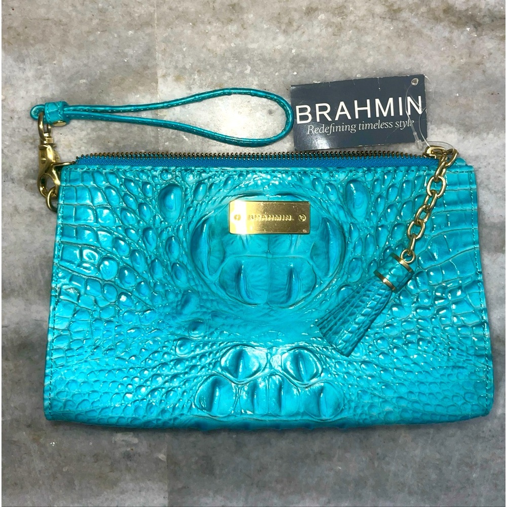 BRAHMIN NWT AQUA MILLIE WRISTLET CAPRI MELBOURNE AUTHENTIC STYLE J64151PZ